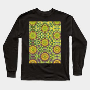 Transitional Star and Hex Pattern in Yellow and Purple Colors - WelshDesignsTP004 Long Sleeve T-Shirt